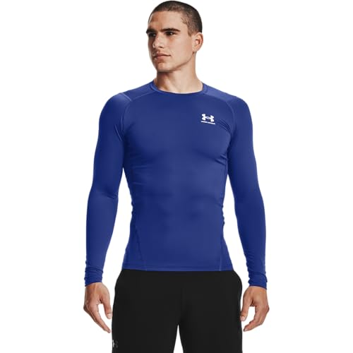 Under Armour Men's Armour HeatGear Compression Long-Sleeve T-Shirt , Royal Blue (400)/White, Large