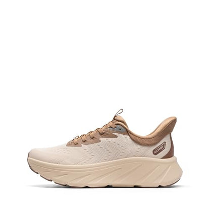 ALLSWIFIT Women's Slip On Stability Running Walking Shoe,Beige/Khaki,8