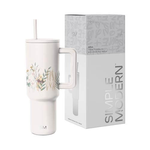 Simple Modern Disney 40 oz Tumbler with Handle & Straw Lid | Insulated Stainless Steel Water Bottle Travel Mug | Gifts for Women Her | Trek Collection | 40oz | Winnie The Pooh in The Wilderness