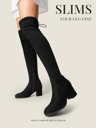 DREAM PAIRS Women's Over the Knee Thigh High Boots,Black,6