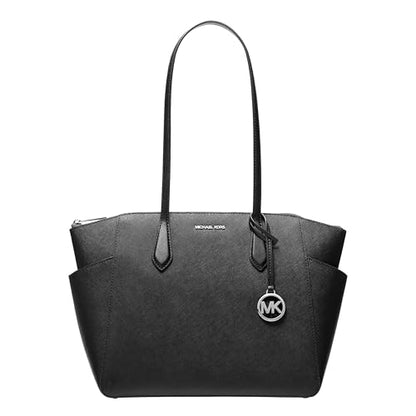 Michael Kors womens Marilyn Medium Top Zip Tote, Silver-tone Hardware/Black, 15.5 inches x 10 inches x 4.5 inches
