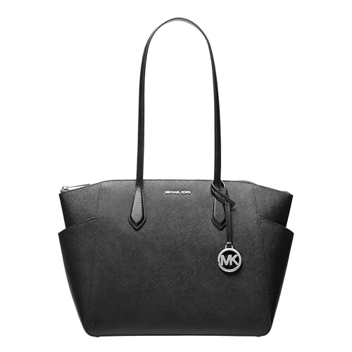Michael Kors womens Marilyn Medium Top Zip Tote, Silver-tone Hardware/Black, 15.5 inches x 10 inches x 4.5 inches