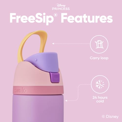 Owala Disney Princess FreeSip Insulated Stainless Steel Water Bottle with Straw for Sports and Travel, BPA-Free Sports Water Bottle, 24 oz, Rapunzel