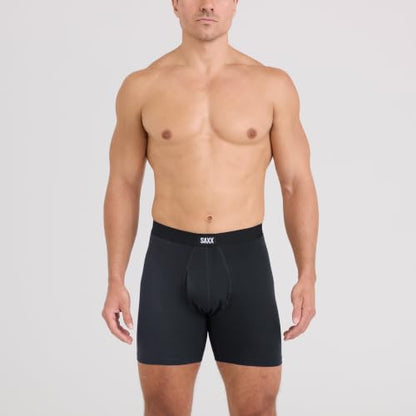 SAXX Underwear Co. Men's Core Cotton Boxer Brief Fly 3-Pack, Black/Shade/Dark Denim, Medium