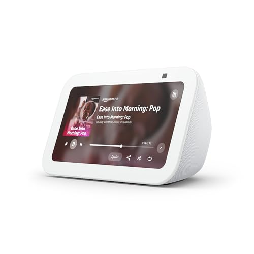 Amazon Echo Show 5 (newest model), Smart display with deeper bass and clearer sound, Designed for Alexa+, Glacier White