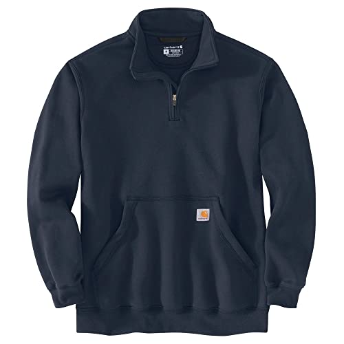 Carhartt Men's Loose Fit Midweight Quarter-Zip Mock-Neck Sweatshirt, New Navy, X-Large