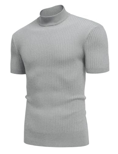 COOFANDY Men's Mock Turtleneck Sweater Short Sleeve Knit Pullover Sweaters