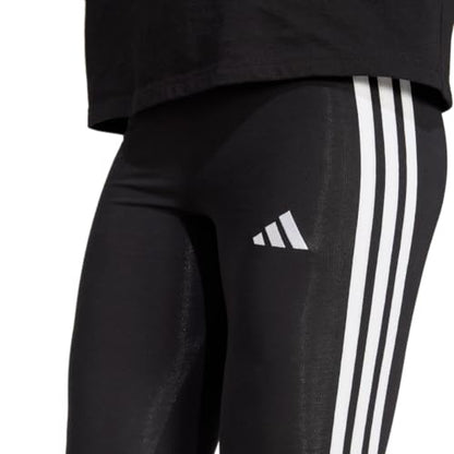 adidas Women's Essentials 3-Stripes Cotton Leggings, Black/White, Medium