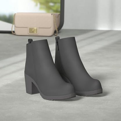 DREAM PAIRS Women's Block Heel Chelsea Ankle Boots,Black/Pu,8