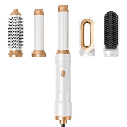 TANSHINE 5-in-1 Hair Dryer Brush, Detachable Auto-Wrap Styler, Gold