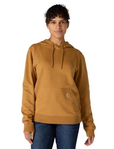 Carhartt Women's Relaxed Fit Midweight Garment Dye French Terry Hooded Sweatshirt, Carhartt Brown, Medium