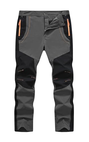 TBMPOY Men's Outdoor Hiking Work Pants Quick Dry Waterproof Lightweaght Mountain Fishing Pants Zipper Pockets(Gray CA 36)