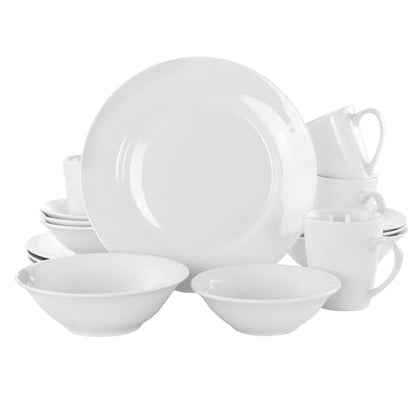 Gibson Home Noble Court 16 Piece Dinnerware Set, White, Rim Shape