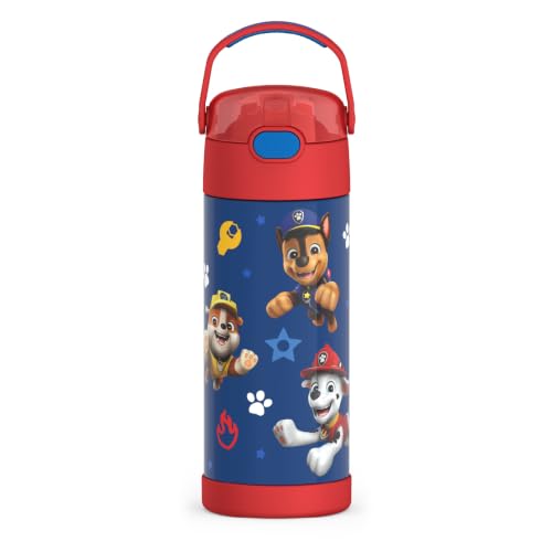THERMOS FUNTAINER Water Bottle with Straw, 14oz, Paw Patrol Boy | Kids Stainless Steel Insulated Water Bottle, Keeps Drinks Cold Longer for School & Play, BPA-Free
