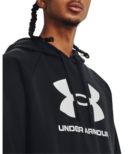 Under Armour Men's Rival Fleece Logo Hoodie, (001) Black / / White, Large