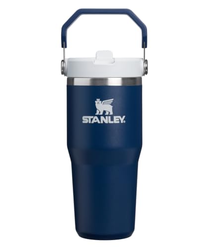 STANLEY IceFlow 2.0 Flip Straw Tumbler with Handle 14 oz | Twist On Lid and Flip Up Straw | Leak Resistant Water Bottle | Insulated Stainless Steel | BPA-Free | Dark Navy