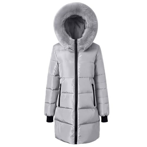 Womens Winter Jackets Long Puffer Coat Zip up Hooded Padded Outwear | Women's down Alternative Coats & Jackets,Heavyweight Warm Padded Outerwear,Faux Fur Hood,Long Sleeve,With Pockets,Winter 2026