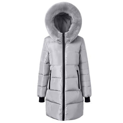 Womens Winter Jackets Long Puffer Coat Zip up Hooded Padded Outwear | Women's down Alternative Coats & Jackets,Heavyweight Warm Padded Outerwear,Faux Fur Hood,Long Sleeve,With Pockets,Winter 2026