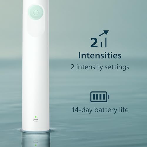 Philips Sonicare 2100 Rechargeable Electric Toothbrush, 1 Brush Head, White | 200% More Plaque Removal, 2 Brush Settings, 2-Minute Guided Timer, QuadPacer, EasyStart, 14-Day Battery, HX3661/04