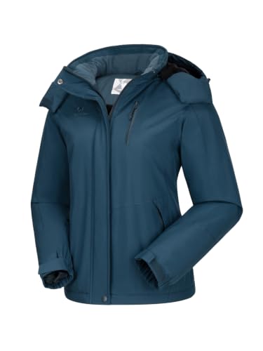 CAMELSPORTS Women's Waterproof Snow Ski Jakcet Fleece Warm Winter Coat Hooded Windproof Insulated Snowboarding Jacket