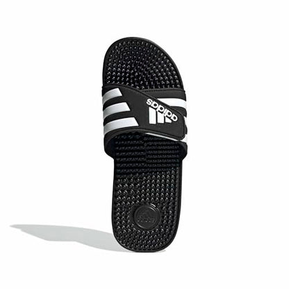 adidas Unisex-Adult Adissage, Core Black/White/Core Black, 8/9 | Massage Slides, Cloudfoam Footbed, EVA Massage Nubs, Adjustable Hook-and-Loop Closure, For Post-Workout Recovery