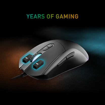 MSI Forge GM320 Gaming Mouse, 12800 DPI, 20M+ Clicks Micro Switch, Optical Sensor, Ergonomic Ambitextrous Hand Design, RGB Light