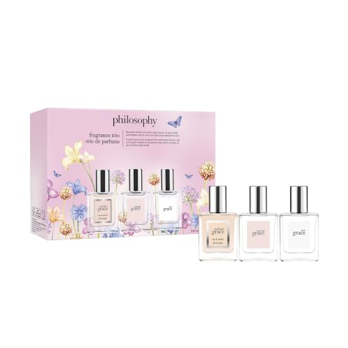 philosophy amazing grace perfume trio gift set- clean & floral women's perfume - with notes of bergamot, muguet & musk - long lasting fragrance