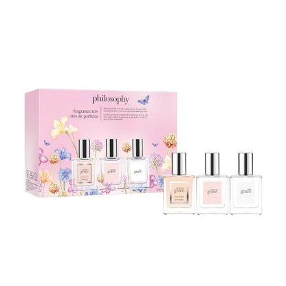 philosophy amazing grace perfume trio gift set- clean & floral women's perfume - with notes of bergamot, muguet & musk - long lasting fragrance