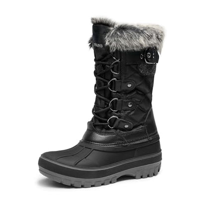 DREAM PAIRS Kids Waterproof Winter Snow Boots,Black,1 Little Kid