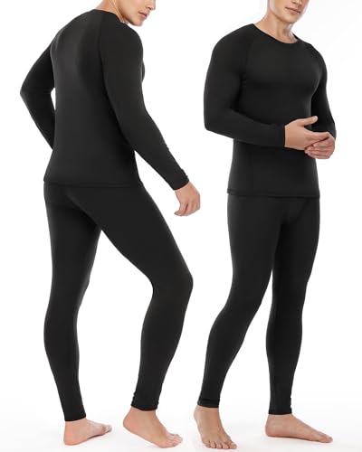 Thermal Underwear for Men Fleece Lined Long Johns Base Layer Sports Long Sleeve Compression Tops and Bottom Set