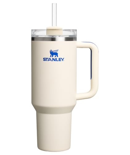 Stanley Quencher H2.0 Tumbler with Handle and Straw 40 oz Flowstate 3-Position Lid Cup Holder Compatible for Travel Insulated Stainless Steel Cup BPA-Free Cream Royal