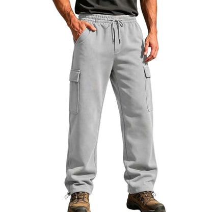 Generic Jogging Homme, Mens Fleece Lined Cargo Sweatpants Baggy Sweat Pants | Drawstring Cargo Sweatpants for Men Fall Winter Pants, Casual Loose Fit Pul On Sweat Pants, Comfy Athletic Work Trousers