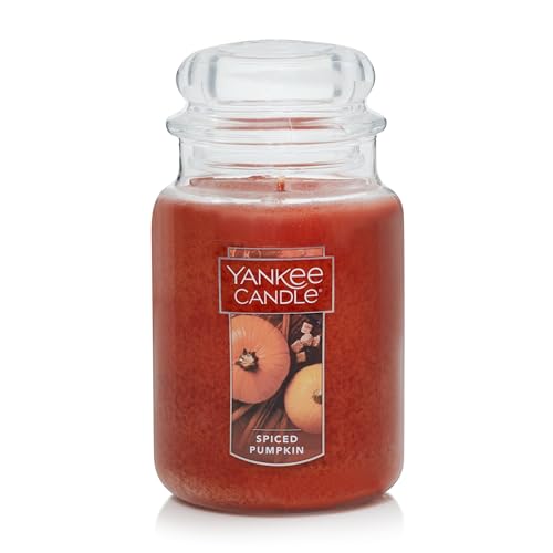 Yankee Candle Scented Candle, Spiced Pumpkin, Original Large Jar Candle, 110-150 Hours of Burn Time, 22 oz.