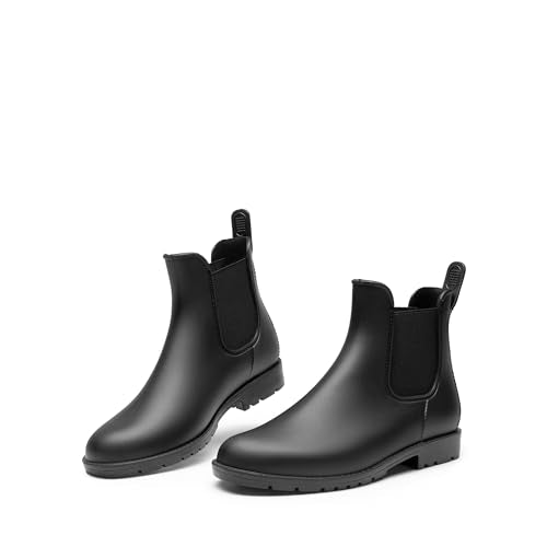 DREAM PAIRS Women's Rain Rubber Boots,Black,10
