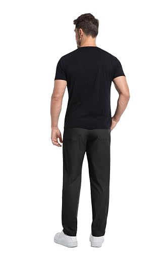 IWOLLENCE Mens Cargo Pants Comfy Work Casual Pant Relaxed Fit Stretchy Drawstring Pants with Pockets Black M