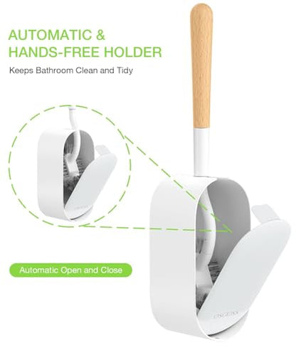 Toilet Bowl Brush and Holder, OSCIOSS Toilet Brush Set with Ergonomic Design, Compact Size, Durable Bristles, RV Toilet Brushes & Holders for Dead Corner Clean (Natural, 1pack)
