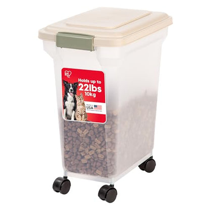 IRIS USA Dog Food Storage Container, Up to 22 lbs, Almond, Made in USA