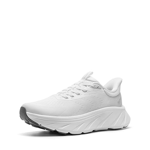 ALLSWIFIT Women's Slip On Stability Running Walking Shoe,White,7.5 | Hands-Free,Non-Slip,Arch Support Cushion,Comfortable,Breathable,Lightweight,Athletic,Gym,Workout,Sport,Sneaker,Wider Outsole