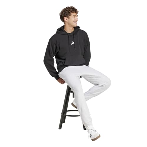 adidas Men's Essentials FeelCozy Fleece Pants, Light Grey Heather/Black