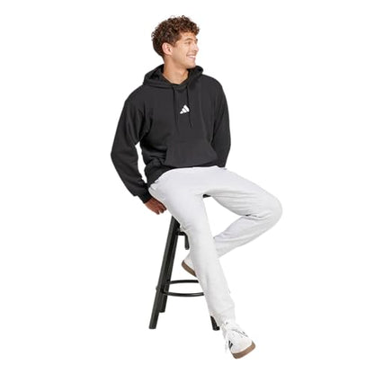 adidas Men's Essentials FeelCozy Fleece Pants, Light Grey Heather/Black
