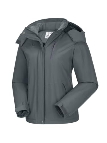 CAMELSPORTS Women's Waterproof Snow Ski Jakcet Fleece Warm Winter Coat Hooded Windproof Insulated Snowboarding Jacket