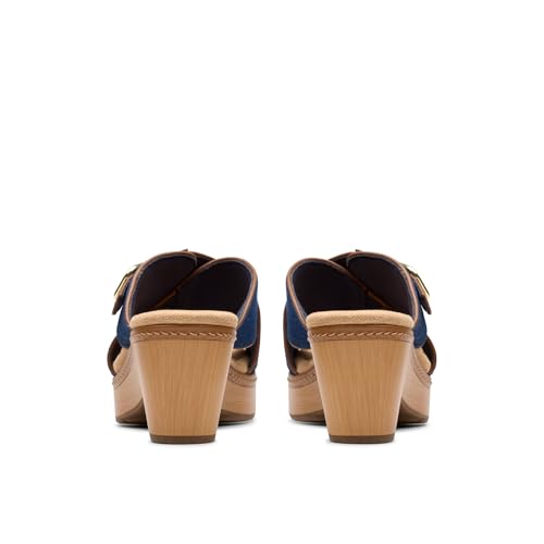 Clarks Collection Women's Seannah Nora Wedge Sandal, Dark Denim Textile, 8 Medium US