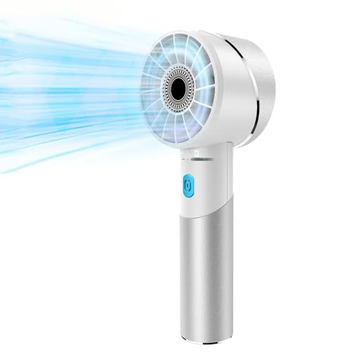 Handheld Fan,7000RPM Turbo Portable Mini Fan with 16H Battery, 4-Speed USB Rechargeable Personal Fan | Metal Alloy Pocket Fan, Travel Essentials for Outdoor, Travel, Office, Home|Summer GiftWhite