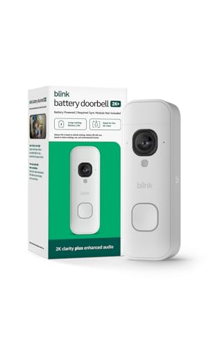 Blink Battery Doorbell 2K+ (newest model) — Wireless video doorbell, 2K resolution, enhanced audio. Required Sync Module not included – Add-On (White)