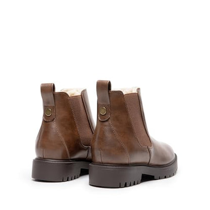 DREAM PAIRS Women's Chelsea Ankle Boots Winter Booties,Brown,7