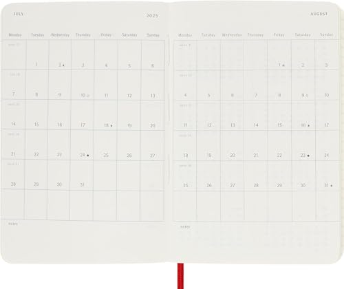 Moleskine Classic 12 Month 2025 Weekly Planner, Soft Cover, Pocket (3.5" x 5.5"), Scarlet Red, 144 pages