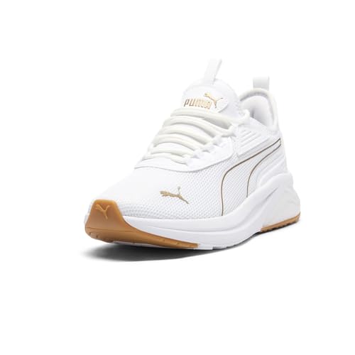 Puma Women's Amplifier Sneaker, White-Gold, 9