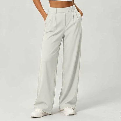 Women's Stretchy Pleated Dress Pants High Waist Wide Leg Work Pants