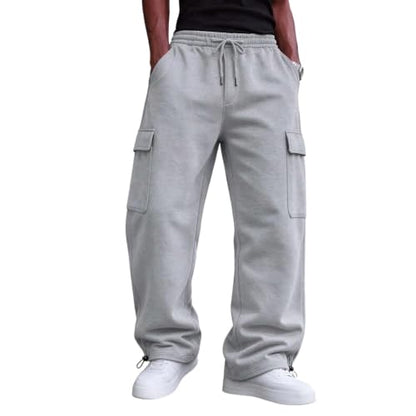 Generic Jogging Homme, Mens Fleece Lined Cargo Sweatpants Baggy Sweat Pants | Drawstring Cargo Sweatpants for Men Fall Winter Pants, Casual Loose Fit Pul On Sweat Pants, Comfy Athletic Work Trousers