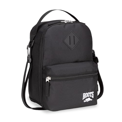 Roots Insulated Lunch Bag with Shoulder Strap, Black, 7L